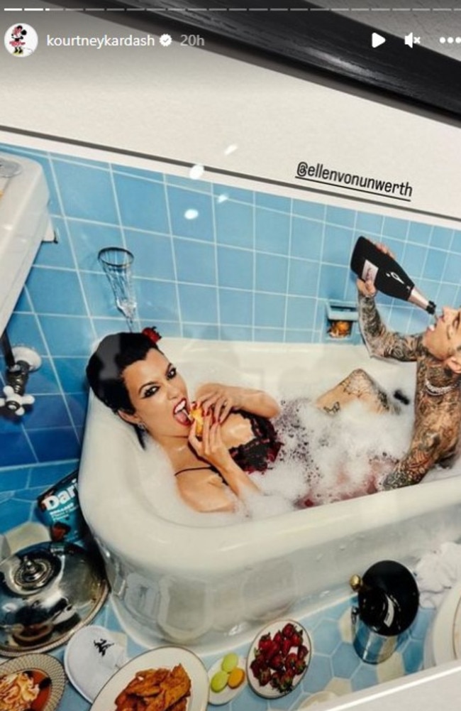 It was all for a photo shoot which also featured husband Travis Barker. Picture: Instagram/Kourtney Kardashian