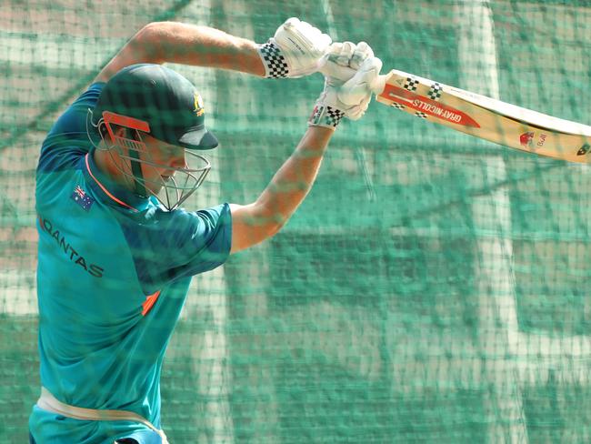 DELHI, INDIA - FEBRUARY 24: Cameron Green of Australia bats during an Australia Test squad training session at Arun Jaitley Stadium on February 24, 2023 in Delhi, India. (Photo by Robert Cianflone/Getty Images)