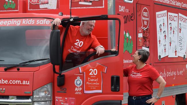 Bruce Morcombe and LNP candidate for Mundingburra Janelle Poole with the Daniel Morcombe Foundation truck.