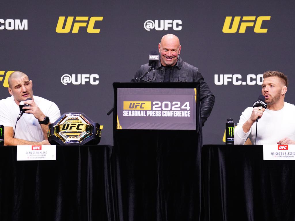 The press conference that started all the drama in December. Picture: Chris Unger/Zuffa LLC via Getty Images)