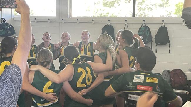 The Maroochydore under 17 girls enjoy a win.