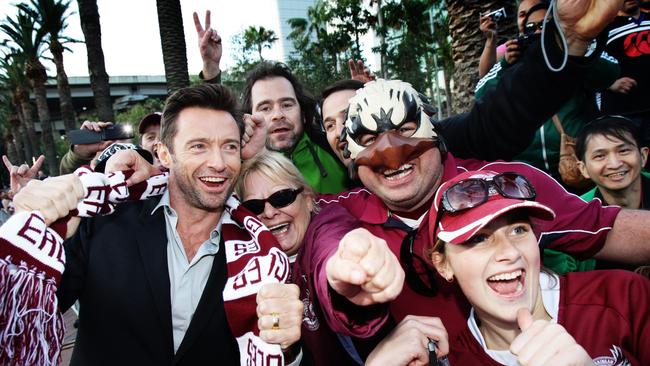 Hugh Jackman with Manly fans in 2011.