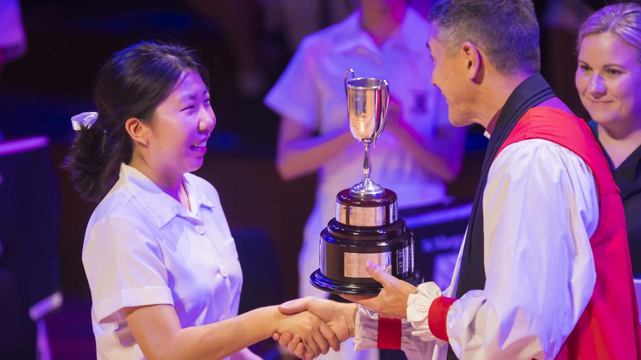 Se Yeon Kim accepting her Dux of the School award at St Margaret’s 2023 Anglican Girls School Speech Night at QPAC. Photo: Supplied.
