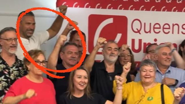 Labor Leichhardt candidate Matt Smith alongside Maritime Union volunteer Gudge Richardson at a Queensland Unions campaign launch event held in Cairns in March.