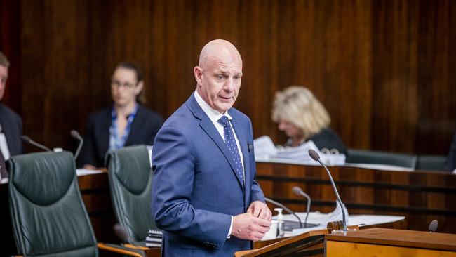 Premier Peter Gutwein in the Tasmanian parliament. Picture: Richard Jupe