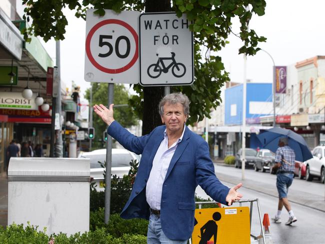 Pedestrian deaths are on the increase and Harold Scruby has some concerns about a stretch of road in Marrickville which he believes should be brought down to 40km/h. Picture: Craig Wilson