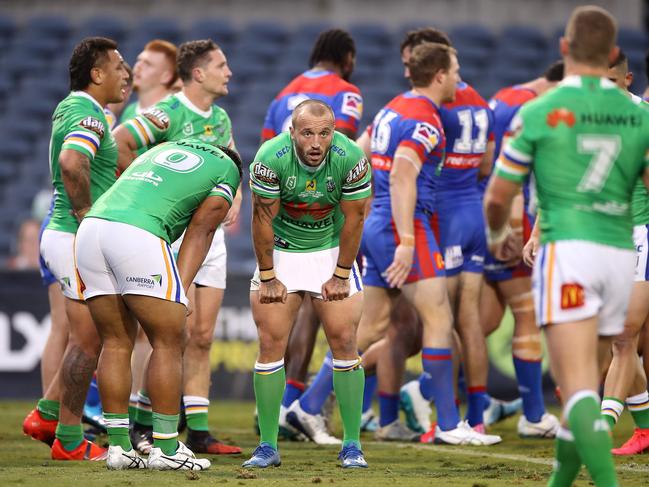 Josh Hodgson and the Raiders could not overcome the big early lead built by the Knights. Picture: Mark Kolbe/Getty Images