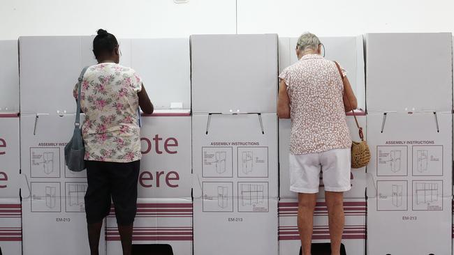 Pre polling ahead of the Queensland state government election on October 31 has begun, with polling booths in two locations in Cairns. Local constituents cast their vote at the polling booth at the Cairns Showgrounds. PICTURE: BRENDAN RADKE