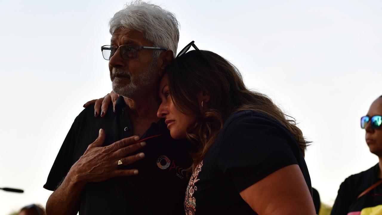 Justice not Jails member Jade Ritchie joined with hundreds of Top End Residents outside the NT Parliament on Wednesday in a vigil for Kumanjayi White, a 24-year-old Warlpiri man with a disability who died after being restrained by police in the Alice Springs Coles. Picture: Zizi Averill