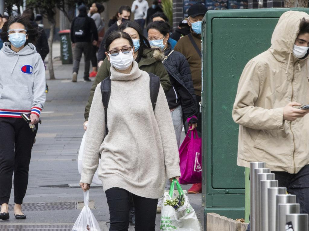 Shoppers wear masks in Ashfield, Sydney. Picture: Getty Images