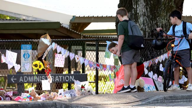 A memorial has been growing at the local school. Photo: Steve Pohlner