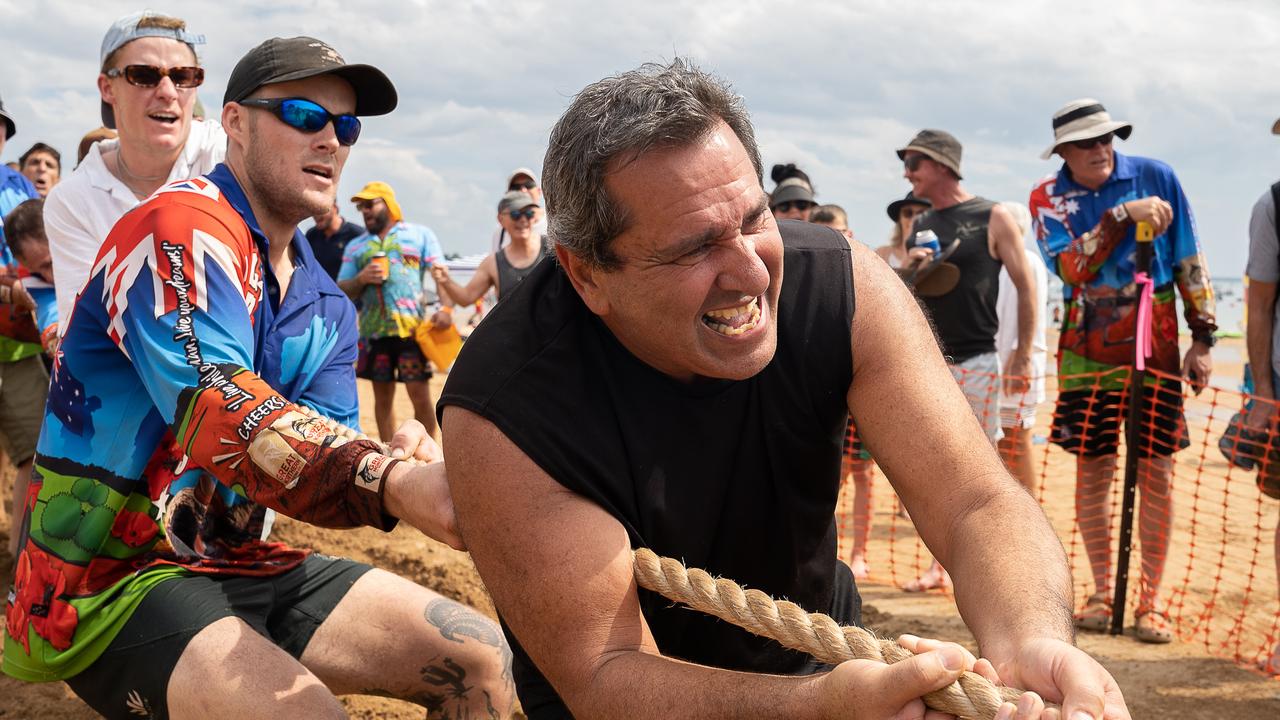 Victor Carmeli from Techno Vikings at the Darwin Beer Can Regatta at Mindil Beach, 2023. Picture: Pema Tamang Pakhrin