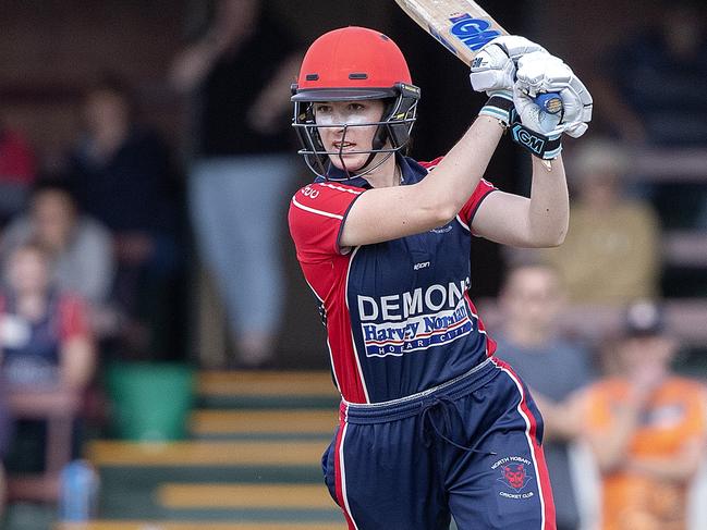 Women's CTPL one day grand final between North Hobart and Greater Northern Raiders at the TCA, North Hobart Clare Scott bats. Picture: Chris Kidd