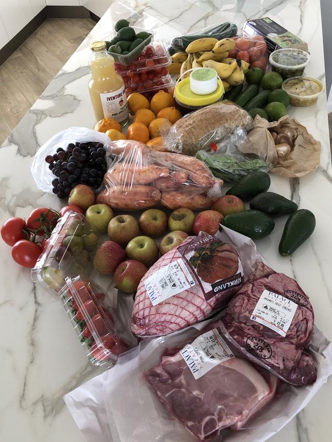 Gold Coast Turf Club chairman Brett Cook's $250 haul from the new farmers market at the Bundall Facility which restarted after five years today, April 19, 2020. He bought something from every stallholder.