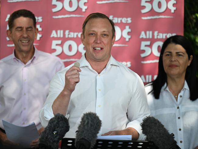 Premier Steven Miles with Treasurer Cameron Dick and State Development Minister Grace Grace at the weekend. Picture: Lyndon Mechielsen