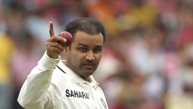 India's cricket player Virender Sehwag against Australia in 2012.