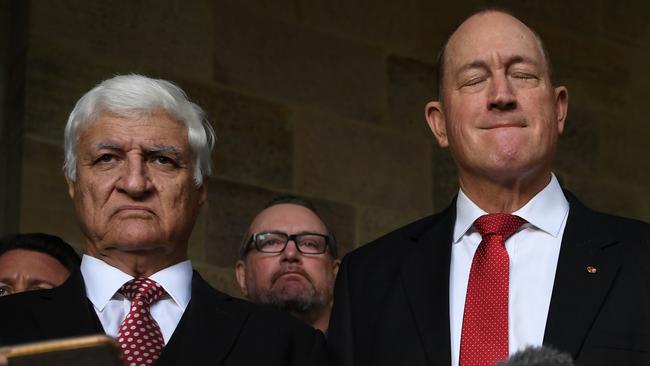 Katter's Australia Party (KAP) Senator Fraser Anning, right, with KAP Federal leader Bob Katter, left. Picture: AAP/Dan Peled