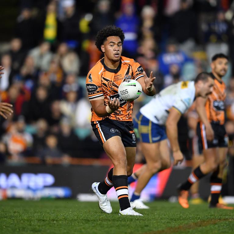 Justin Matamua of the Wests Tigers. Picture: NRL Imagery