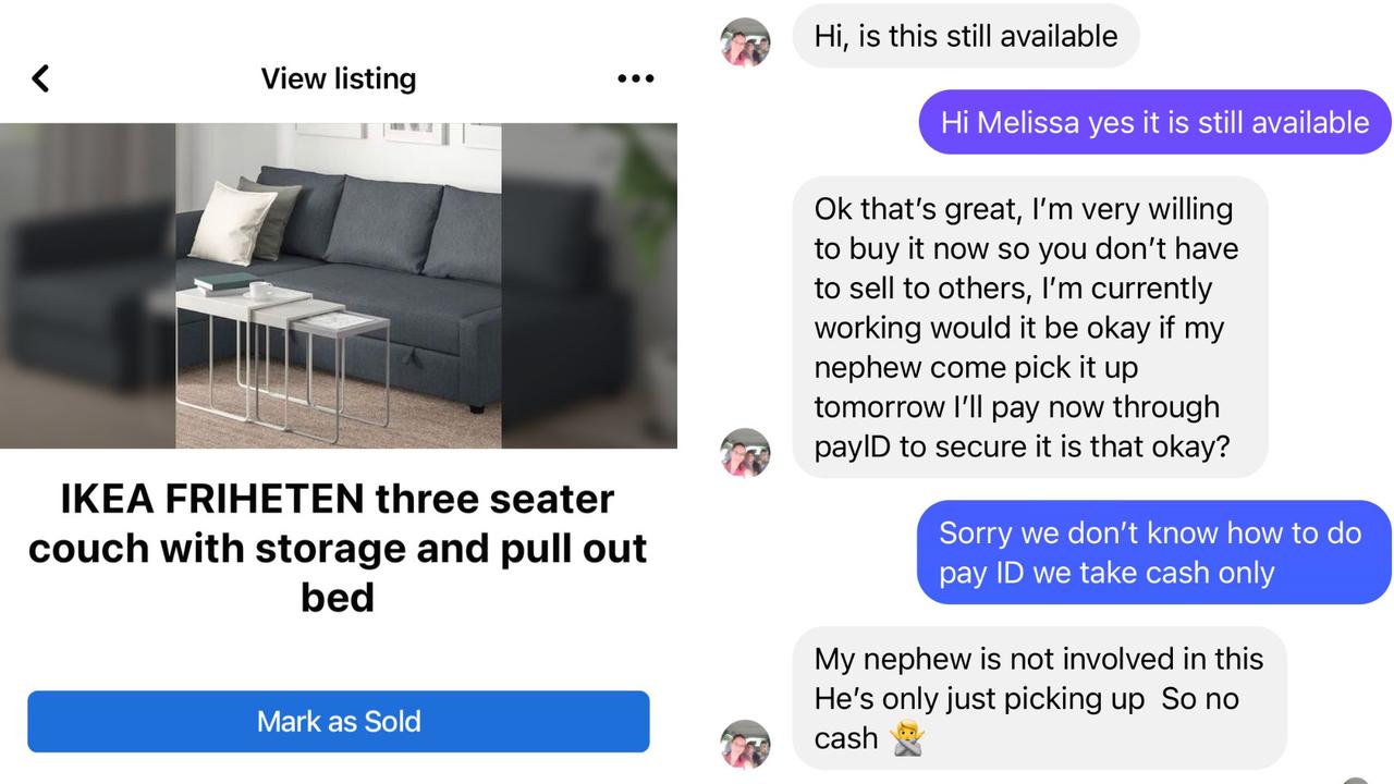 Scammers are asking for sellers to supply a payID. Picture: Rebecca Borg