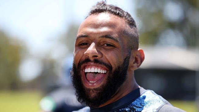 NSW Blues Origin Team are training on the Central Coast again today after their game two victory this week. Pictured is Josh Addo-Carr. Picture: David Swift