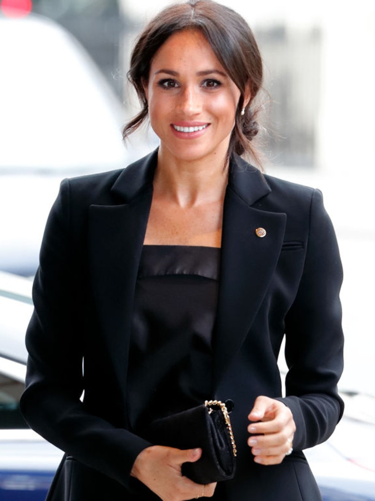 Meghan, Duchess of Sussex, in an equally as chic black suit in September 2018. Picture: Max Mumby/Indigo/Getty Images.