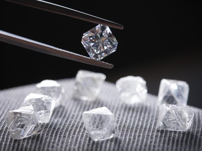 Rough and polished diamonds from Rio Tinto's Diavik diamond mine south of the Arctic Circle