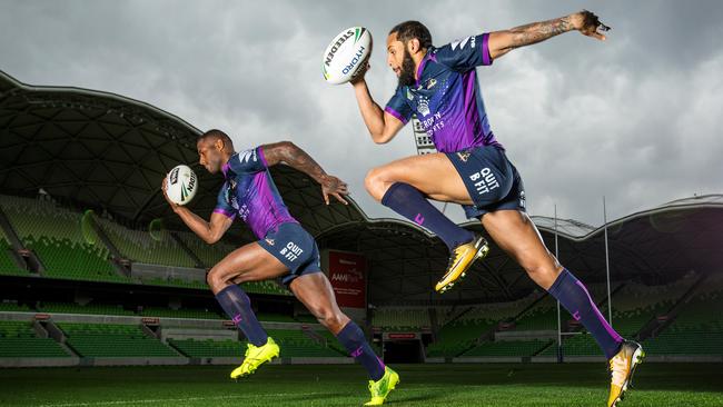 Storm flyers Suliasi Vunivalu and Josh Addo-Carr. Picture: Mark Stewart