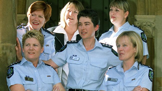 Rewriting history books as six female commissioned officers (front l-r) Yvette Clark with Linda Fellows, Linda Williams, (back l-r) Madeleine Glynn, Bronwyn Killmier and Joanne Shanahan.