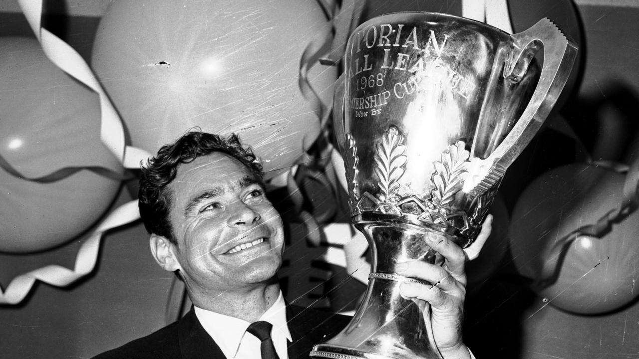 Barassi with the 1968 premiership cup.