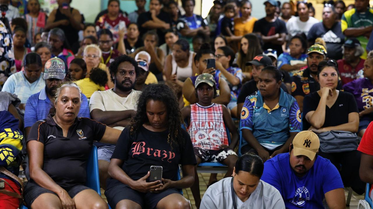 A large crowd gathers for a community meeting at Mareeba Community Church Fellowship Centre. Picture: Brendan Radke