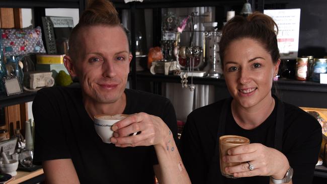 Le Vintage Boutique Cafe who is the winner of best coffee on the Gold Coast. Pictured is owner Joel Aston and Alyse Haines. Photos: Steve Holland