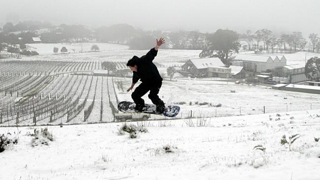 Hanging Rock winemaker Rob Ellis takes advantage of the cold conditions.