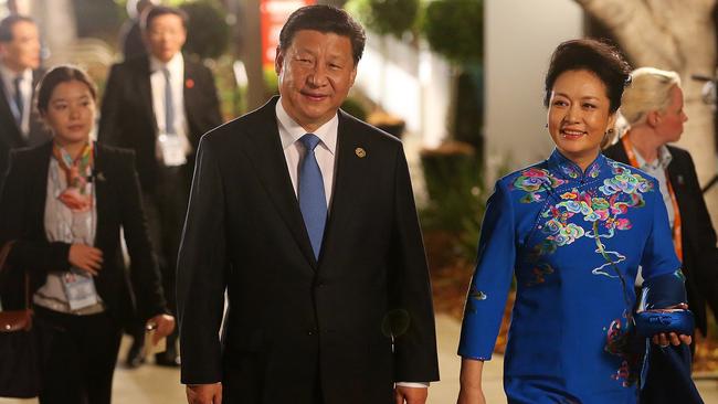 China’s President Xi Jinping and wife Peng Liyuan in Brisbane. Picture: Chris Hyde