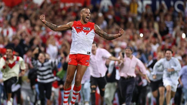 Lance Franklin says he lapped up the wild scenes that followed him reaching the 1000-goal milestone on Friday night. Picture: Getty Images