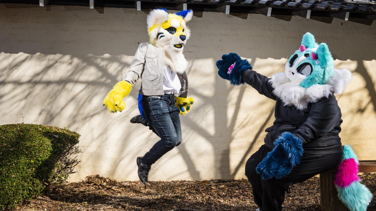 Nate as Vyne (left) and Taz as Shnuu are part of the Furries subculture. Picture: Kevin Farmer