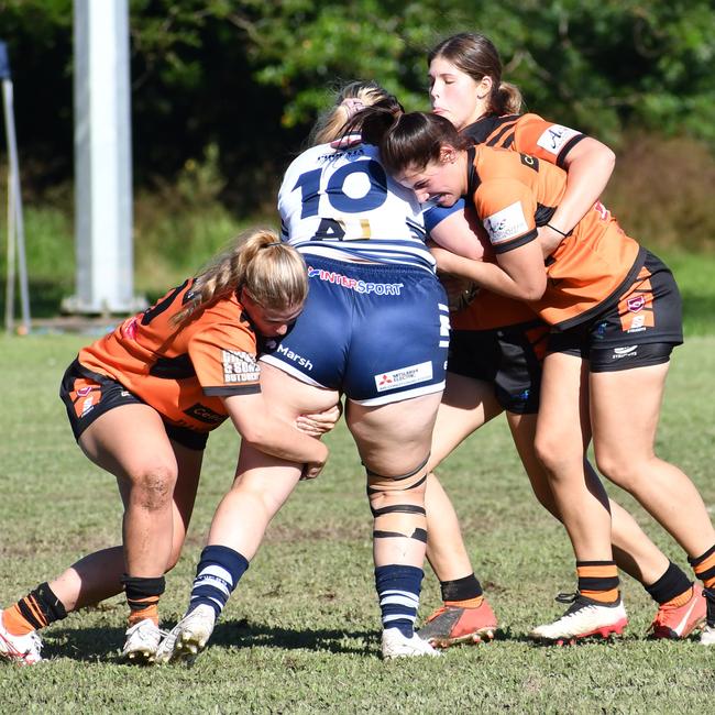 The Herbert River Crushers Women’s team drew 20-20 with Townsville Brothers in a hard-fought contest in Ingham on Saturday. Picture: Cameron Bates