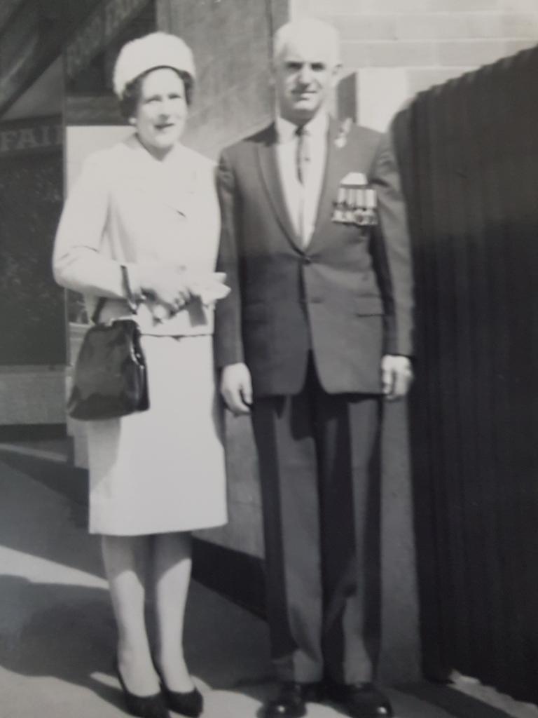 “My parents, Una and Ellis Thompson from Goulburn, about to go to the Anzac Day march, 1965. As you can see, always dressed up when going out. My mum would have been 100 a week after Anzac Day, 2020.” Picture: Judy White