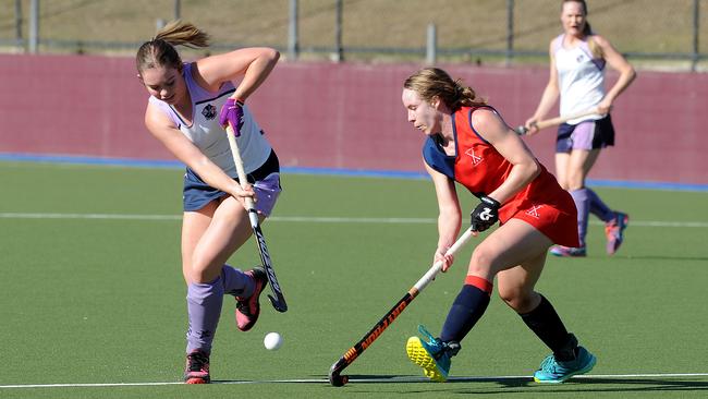 Commercial player Jade Reid in action. Commercial 1 vs Ascot 1 in the Hockey finals. Saturday 26, 2020. Picture, John Gass.