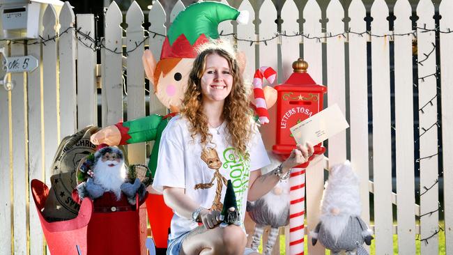 Tiphanie Clarke has set up a 'North Pole' letterbox at her house, for kids to write to Santa. Picture: Alix Sweeney