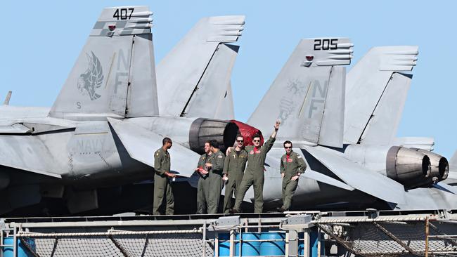 the USS Ronald Reagan arrives in Brisbane. Picture: Annette Dew