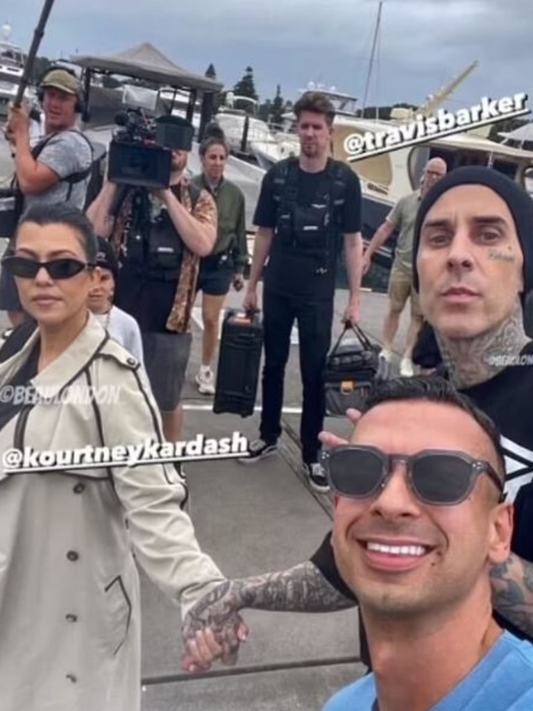 Mr Lamarre snapped a photo with Kardashian and Barker. Picture: Instagram