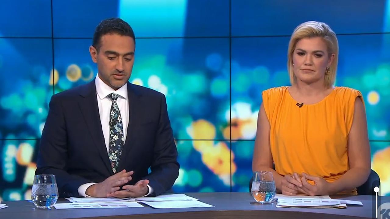 The Project star appeared visibly shaking after watching the latest reports. Picture from Channel Ten.