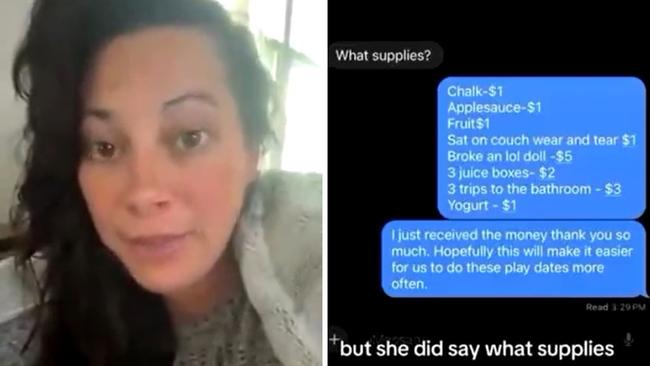 The mum faced backlash for revealing some of the things she charged for after a playdate. Picture: X