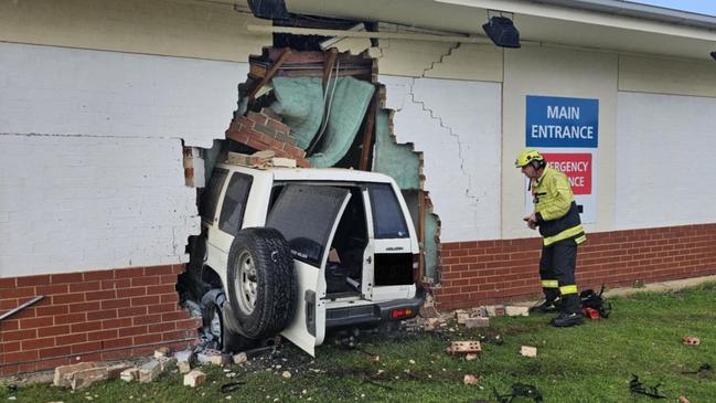 A car has gone through a wall at South Coast District Hospital. Picture: ABC / Caroline Horn