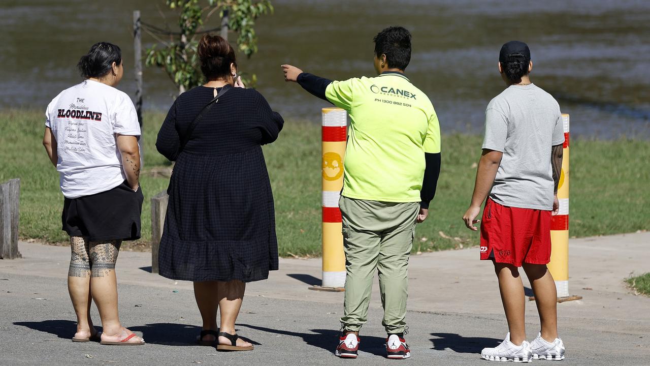 Mr Meafua’s friends and family gathered at the pontoon where the 23-year-old fell in. Picture: NewsWire/ Josh Woning