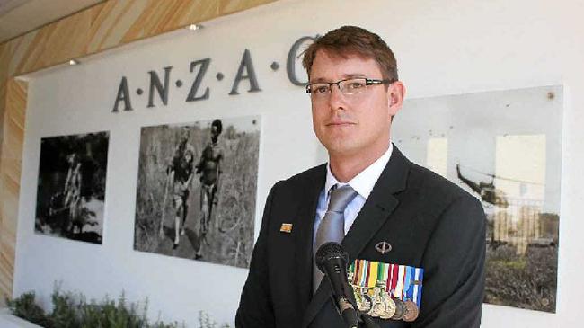 LEGACY CONTINUES: Jamie Tanner gave the Anzac address at Fromelles Manor yesterday. Picture: Andy Parks