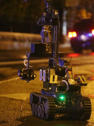 A robot was also used at the scene. Picture: Yuri Kouzmin