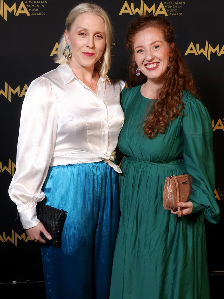 Chloe Rose Taylor and Natasha Veselinovic at the Australian Women in Music Awards at the Tivoli, Brisbane. Picture: Steve Pohlner