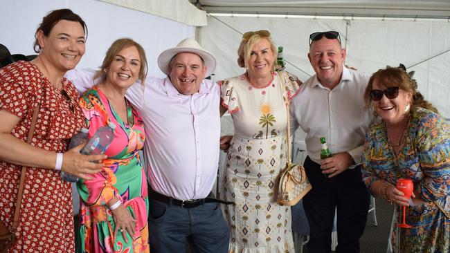 Barb, Debbie, Heather, ian, Nick and Tara at the Rockhampton Jaguar Land Rover Pop-Up Polo on June 3, 2023. Picture: Aden Stokes