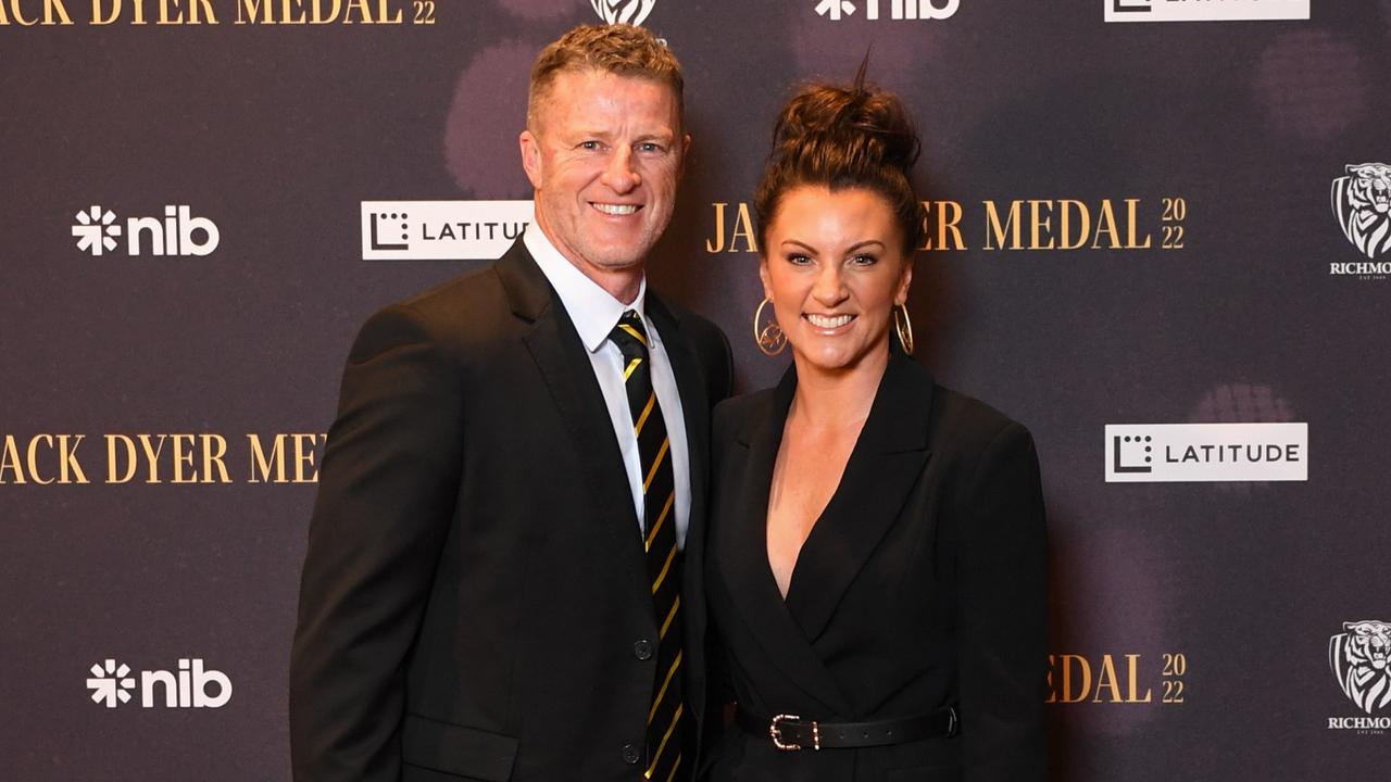 Damien Hardwick and Alexandra Crow. Pic: Morgan Hancock/AFL Photos